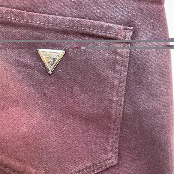Guess Women’s Sexy Curve Mid Rise Skinny Jeans In Burgundy Light Coated Size 25 - Picture 11 of 11